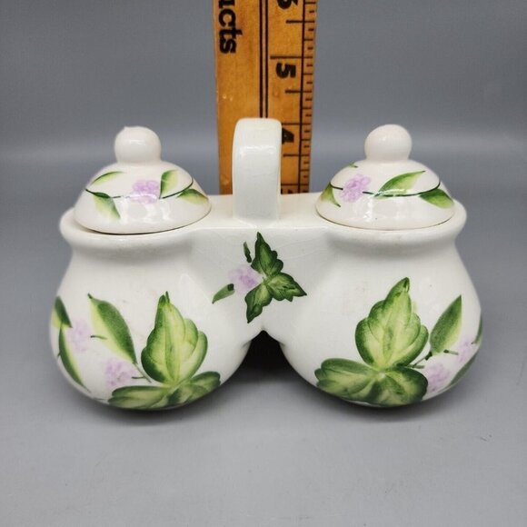 Designpac Inc. - Hand painted Double Condiment Dish Jar - Jelly / Jam / Sugar - Picture 4 of 5
